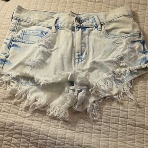 Bullhead Light Blue Distressed Frayed Denim Shorts